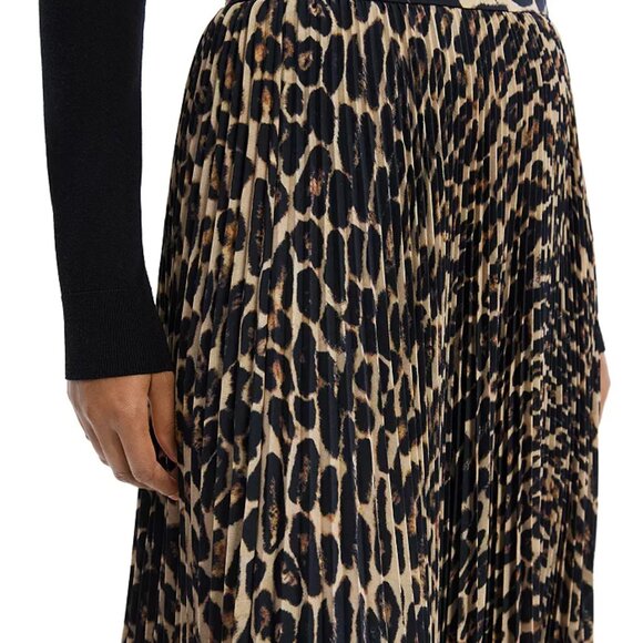 Theory Leopard Pleated Midi Skirt - Picture 5 of 7